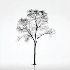 Obraz premium A Single Bare Tree Stands Against A White Sky