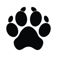 Simple Black Animal Paw Print Icon for Versatile Use"