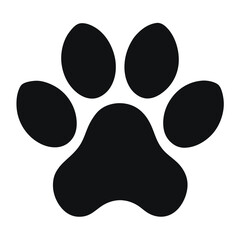 Simple Black Animal Paw Print Icon for Versatile Use"