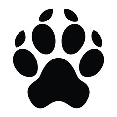 Simple Black Animal Paw Print Icon for Versatile Use
