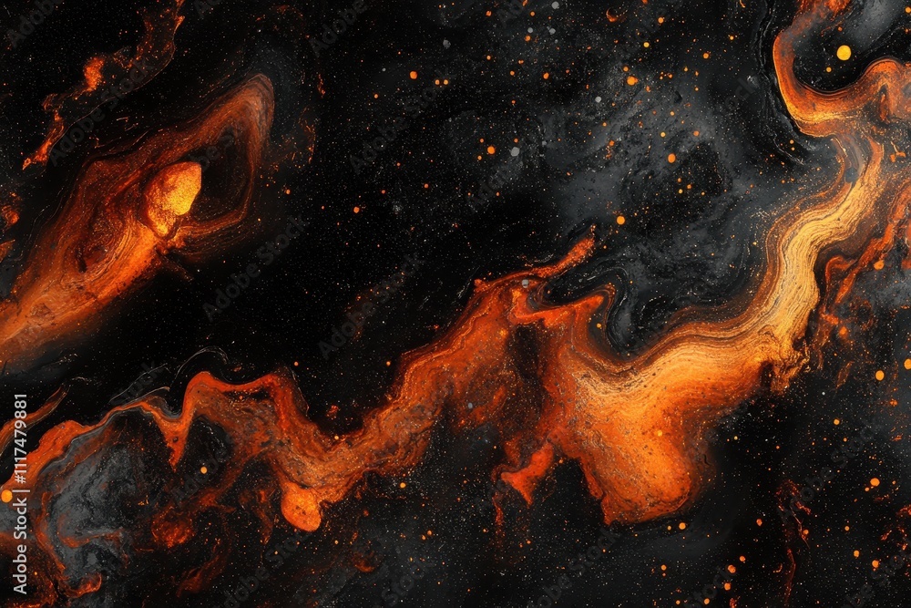 Poster a vibrant abstract representation of cosmic elements with swirling colors and textures.