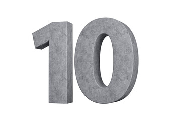 3d Concrete Number ten 10 Digit Made Of Grey Concrete Stone On White Background 3d Illustration
