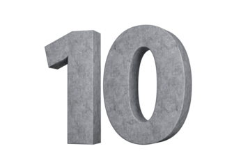 3d Concrete Number ten 10 Digit Made Of Grey Concrete Stone On White Background 3d Illustration
