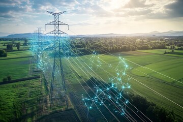 Predictive maintenance utilities depicted in an abstract design showcasing how artificial intelligence monitors infrastructure health and prevents failures before they occur