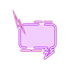 Neon speech bubble icon with purple colour | Glowing chat box with purple colour | Balloon speech Vector image | Talk bubble PNG