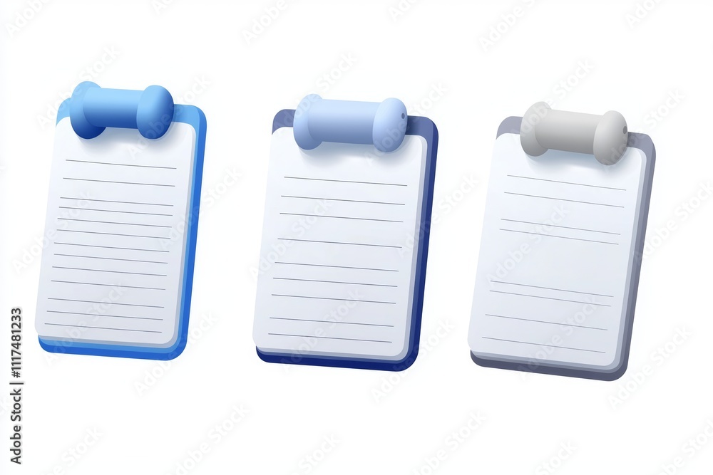Poster a collection of notebook sheets featuring lined, checkered, and dotted pages, perfect for memo pads 