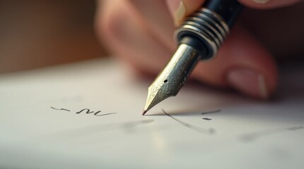 Fototapeta premium Luxury Fountain Pen Writing on Premium Paper