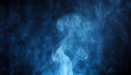 Ethereal Blue Smoke on Dark Background - Abstract Mystical Atmosphere
