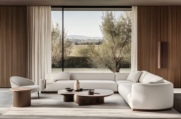 Modern and minimalist living room design with a comfortable, youthful vibe, featuring a sleek gray and white color scheme, creating a clean and stylish environment perfect for contemporary living.