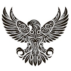 Obraz premium AI Generate of Eagle or Hawk Shape in Maori Art style isolated in white