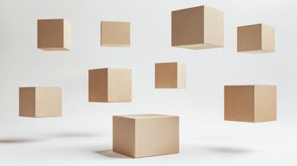 Obraz premium Floating Cardboard Boxes - Modern Packaging Design