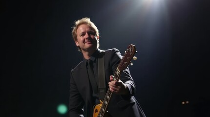 Fototapeta premium Confident Musician Performing Under Spotlight
