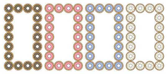 Frame colorful sweet donuts bakery