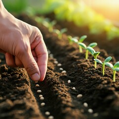 plant, agriculture, growth, soil, nature, garden, seedling, spring, leaf, vegetable, gardening, sprout, growing, seed, dirt, planting, grow, small, new, organic, food, ground, life, tomato, young