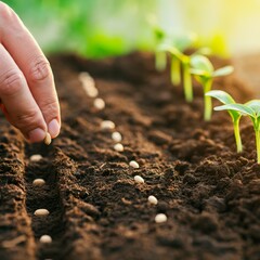 plant, agriculture, growth, soil, nature, garden, seedling, spring, leaf, vegetable, gardening, sprout, growing, seed, dirt, planting, grow, small, new, organic, food, ground, life, tomato, young