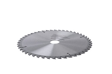 Circular saw blade for wood isolated on white background.