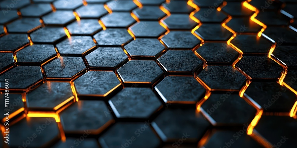Aufkleber black and orange hexagonal pattern