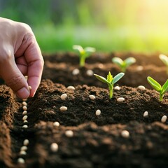 plant, agriculture, growth, soil, nature, garden, seedling, spring, leaf, vegetable, gardening, sprout, growing, seed, dirt, planting, grow, small, new, organic, food, ground, life, tomato, young