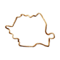 Fototapeta premium Romania Map border from rope, sturdy nautical concept element. transparent background