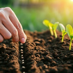 plant, agriculture, growth, soil, nature, garden, seedling, spring, leaf, vegetable, gardening, sprout, growing, seed, dirt, planting, grow, small, new, organic, food, ground, life, tomato, young