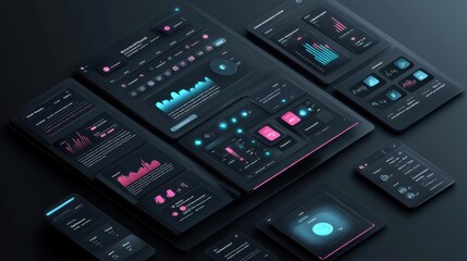 Modern digital dashboard displaying data visualizations and analytics.