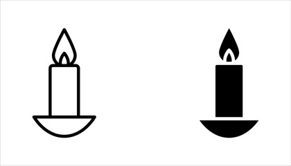 Candle icon set. Candles flaming flat icons on white background