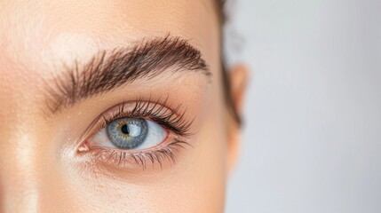 Close-up of a Woman's Eye with Beautifully Shaped Eyebrows and Long Lashes