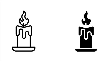 Candle icon set. Candles flaming flat icons on white background
