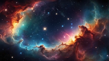 Obraz premium Colorful space galaxy cloud nebula. Stary night cosmos. Supernova background
