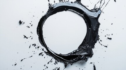 Abstract Black Ink Circle Splash Art