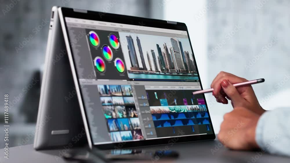 Poster Video Editor Or Designer Using Editing Software Tech