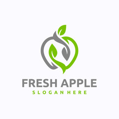 Obraz premium Fresh Apple logo design template. Apple leaf concept. Creative vector symbol.