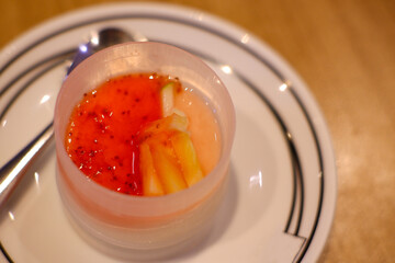 Dessert, jelly, mixed fruit, cafe