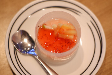 Dessert, jelly, mixed fruit, cafe