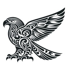 Obraz premium AI Generate of Eagle or Hawk Shape in Maori Art style isolated in white
