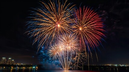 Illustration of Firework against black background , fireworks graphics