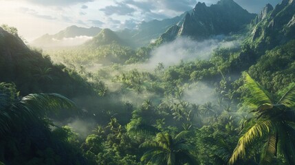 Lush Tropical Valley Sunrise