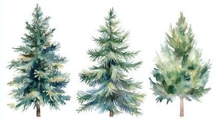 Watercolor Pine Trees - A Festive Forest Scene