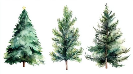 Watercolor Christmas Trees - Festive and Elegant Illustration