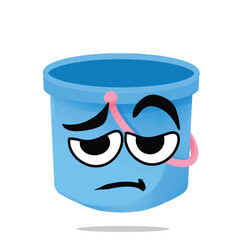 tired bucket mascot vector illustrations. fun, colorful, and playful concept. cleaning tools, washing, interest, lifestyle, education, house, and environment themes