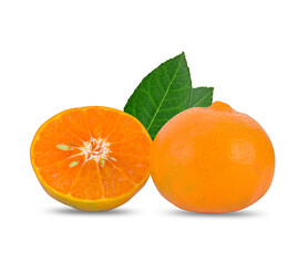  fresh orange fruit isolated on white background