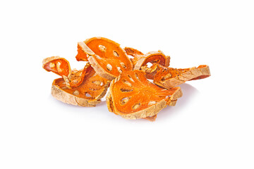 dried bael fruit isolated on white background