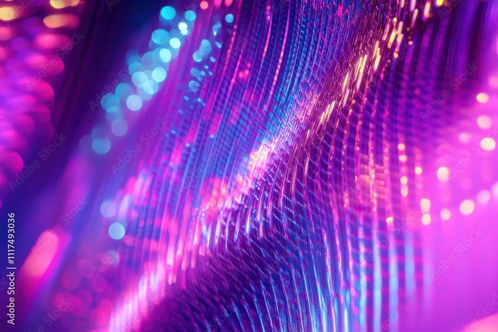 Poster a vibrant, abstract display of colorful lights and patterns creating a dynamic visual effect.