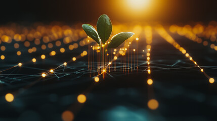 Abstract business Financial charts show a significant increase in profits in the stock market.This is driven by higher interest rates and continued growth. In the innovation world network of financial