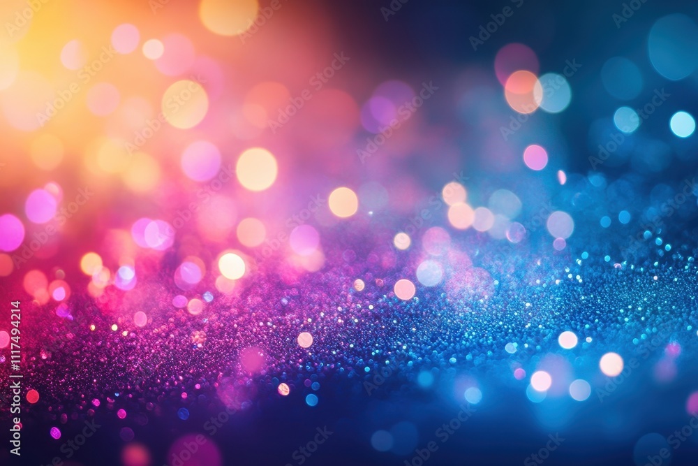 Poster a vibrant abstract background with colorful bokeh lights and sparkling textures.