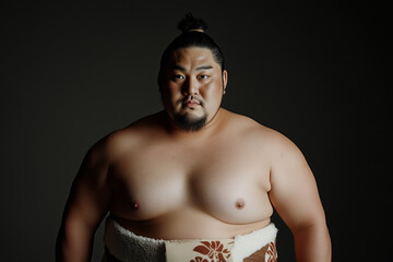 Fototapeta premium Prominent Japanese sumo wrestler showcasing strength and tradition in a powerful display of athleticism