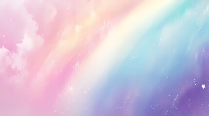 Dreamy Pastel Sky with Stars and Rainbow
