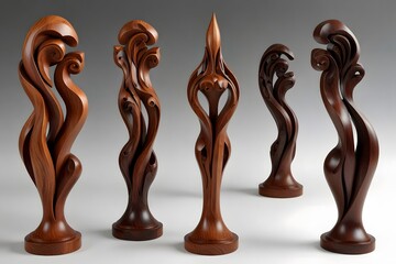 Decorative mahogany sculptures or art pieces