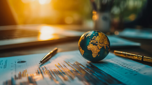 Abstract business Financial charts show a significant increase in profits in the stock market.This is driven by higher interest rates and continued growth. In the innovation world network of financial