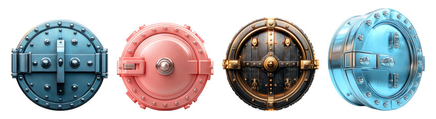 Colorful Safe Lock Designs on Transparent Background